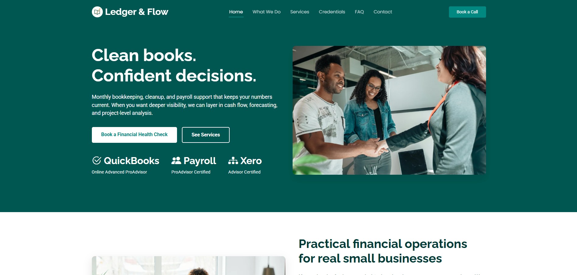 Ledger and Flow website screenshot